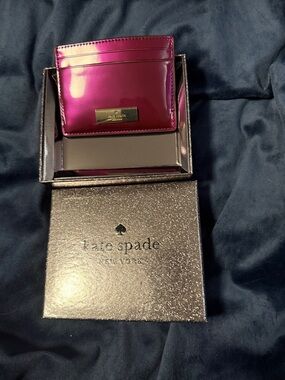 kate spade metallic magenta card holder